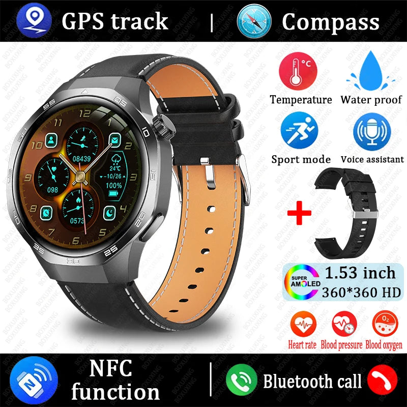 2025 New Watch 5 MAX Smart Watch HD AMOLED Screen NFC GPS Tracker Bluetooth Call Waterproof Sports Health Smartwatch Men Women