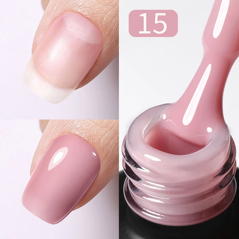 BORN PRETTY Milky Pink Rubber Base Gel Nail Polish Glitter 15ml Semi-Permanent Varnish Soak Off Self Leveling UV LED Gel