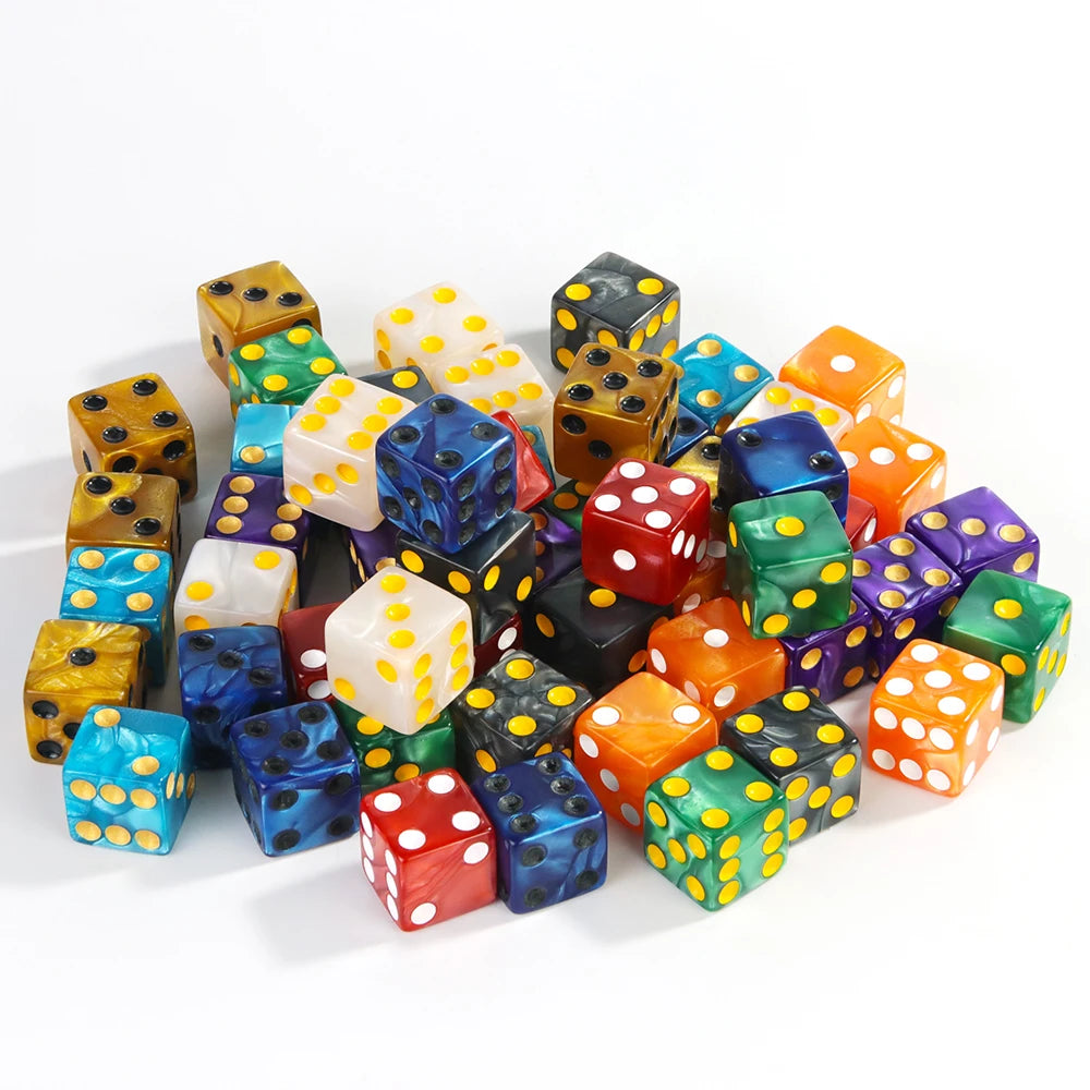 Marble D6 Game Dice 10PCs Square Corner 16MM Math Entertainment Acrylic Gambling Tool Dice