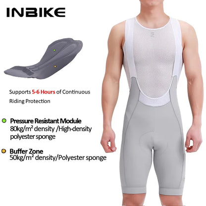 INBIKE 2025 Men's Cycling Bib Shorts High-Waisted Breathable Biking Bicycle Bibs Pants MTB Cycling Clothing Man with Pockets