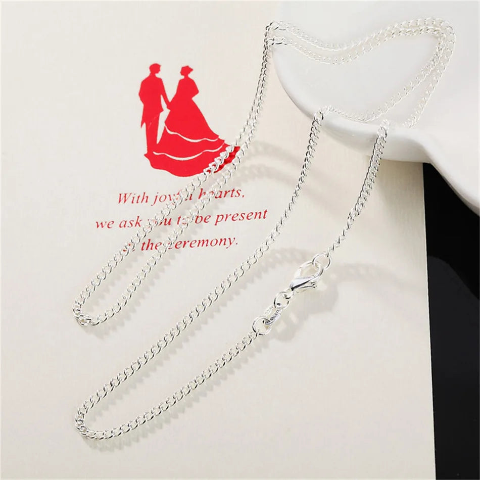 New 925 Sterling Silver Necklace 16/18/20/22/24/26/28/30 Inches 2MM String Chain For Women Men High Quality Jewelrys Gifts