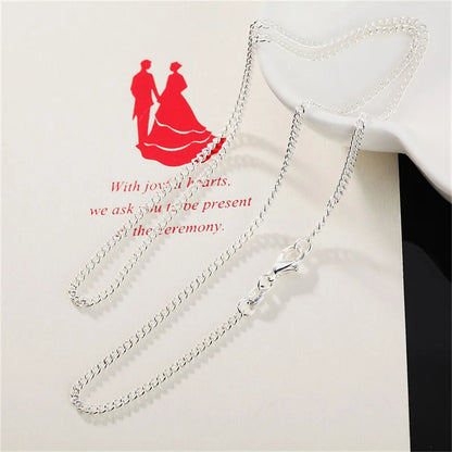 New 925 Sterling Silver Necklace 16/18/20/22/24/26/28/30 Inches 2MM String Chain For Women Men High Quality Jewelrys Gifts