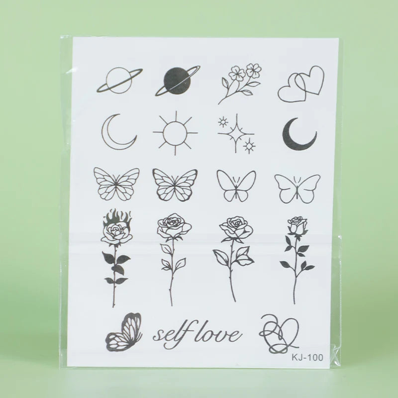 1 Stück wasserdichte temporäre Tattoo-Aufkleber mit kleinem Muster, langlebig und wasserdicht für ein bis zwei Wochen, für Arm und Bein.