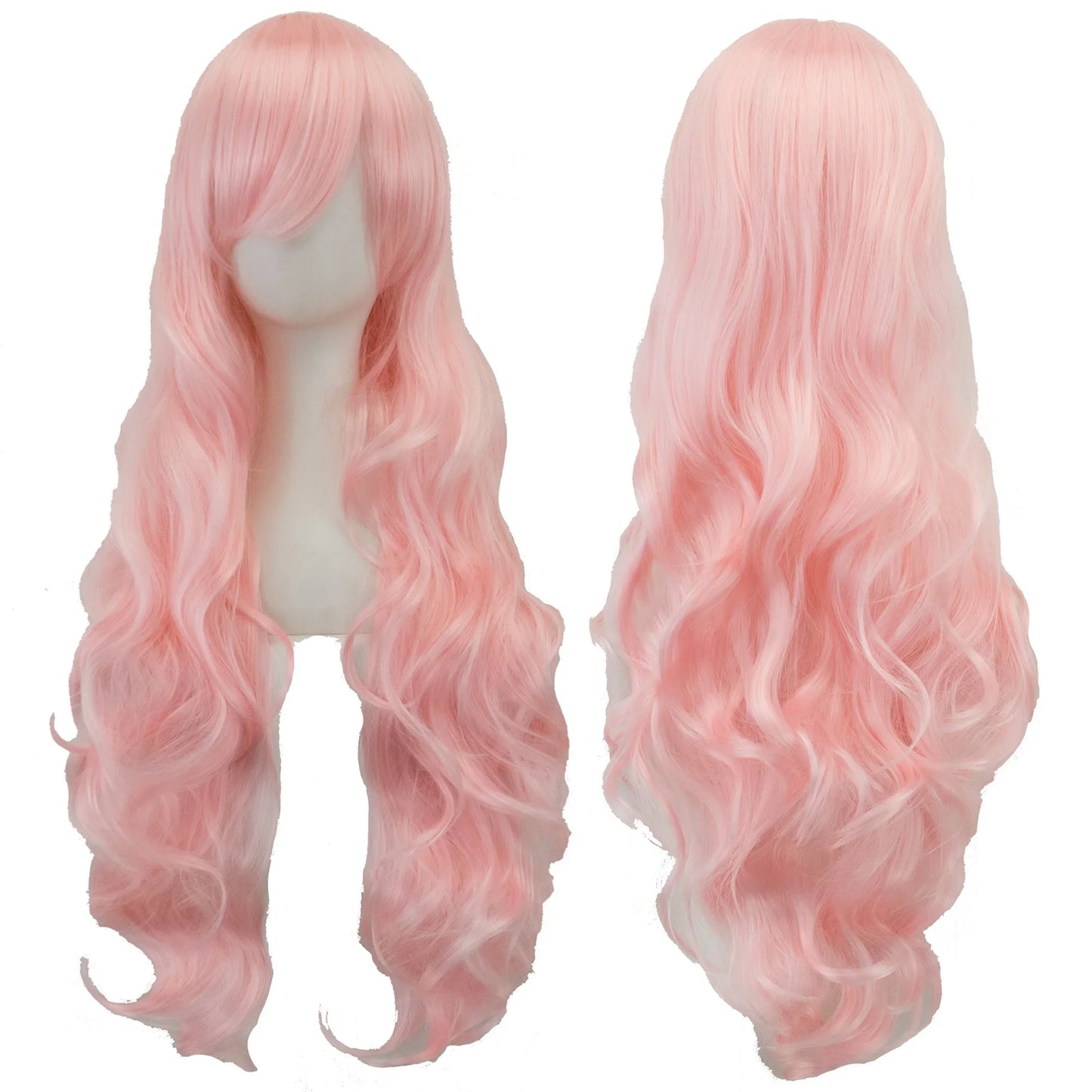 Soowee Curly Long Synthetic Hair Green Wig Hairpiece Pink Black Party Hair Cosplay Wigs for Women