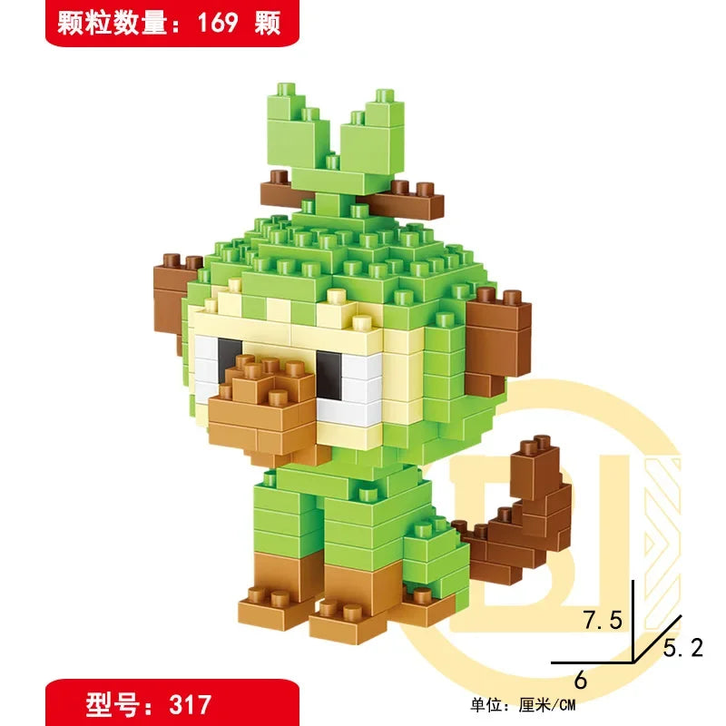 DIY Pokemon Blöcke Kleine Cartoon Mini Baustein Pikachu Charizard Eevee Mewtwo Anime Montieren Action Modell Puppen Spielzeug 