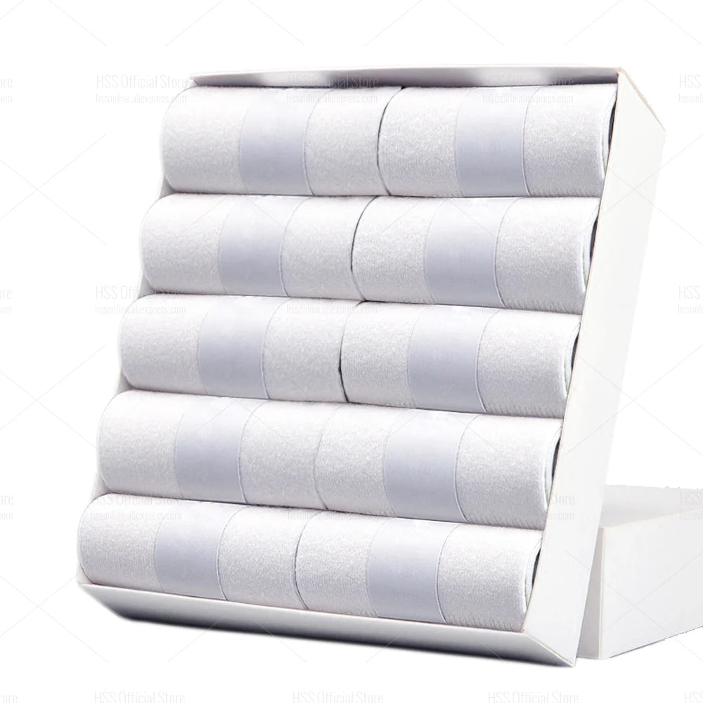 HSS 5/10 Pairs Men's Cotton Blend Socks Black Business Men Socks Soft Breathable Summer Winter for Male Socks Plus Size (6.5-14)