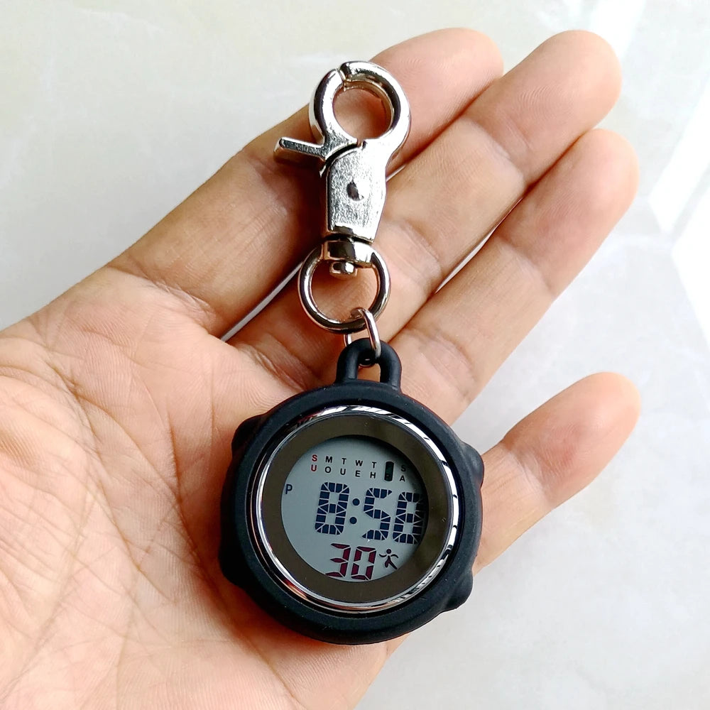 Multifunctional Electronic Digital Pocket Watches Unisex Women Mens Nurse Doctor Hanging Carabiner Keychains Students Clock
