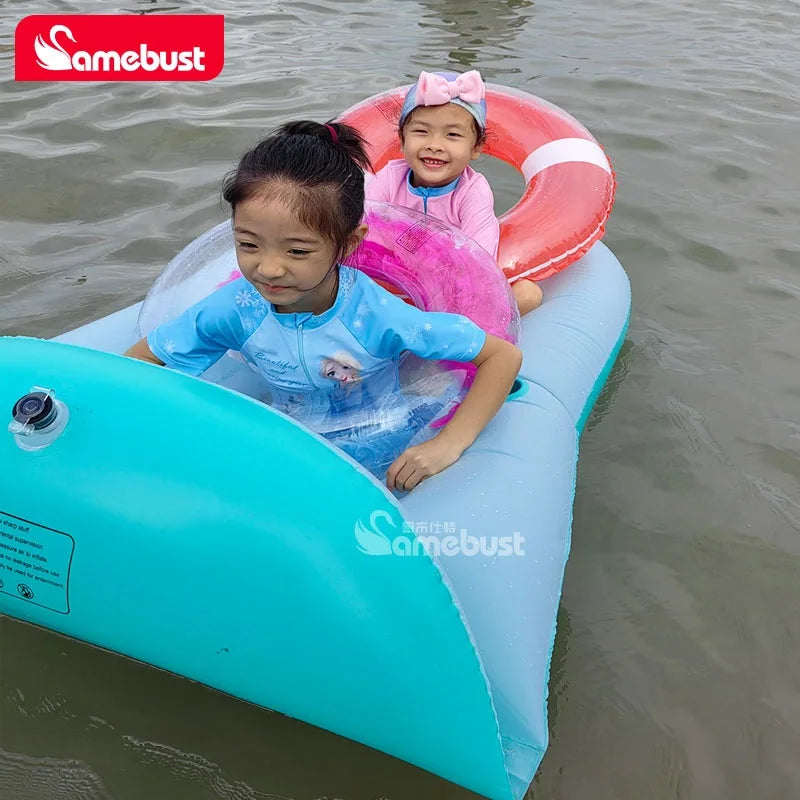 Camebust Inflatable Floating Row Swimming Pool Mattress Pool Mat Floats Raft Lounge with Cup holder