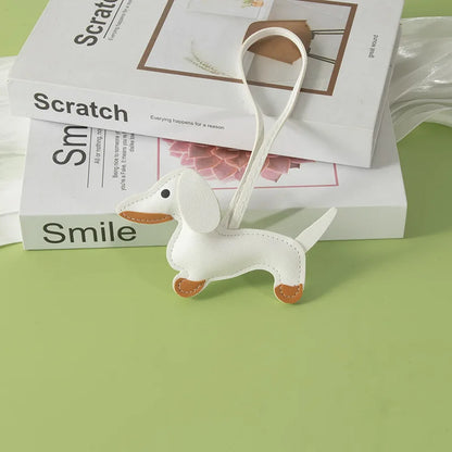 Cute Dachshund Shaped Leather Keychain Bag Hanger-Inspired by Cute Lucy Couple's Keychain Car Ornament