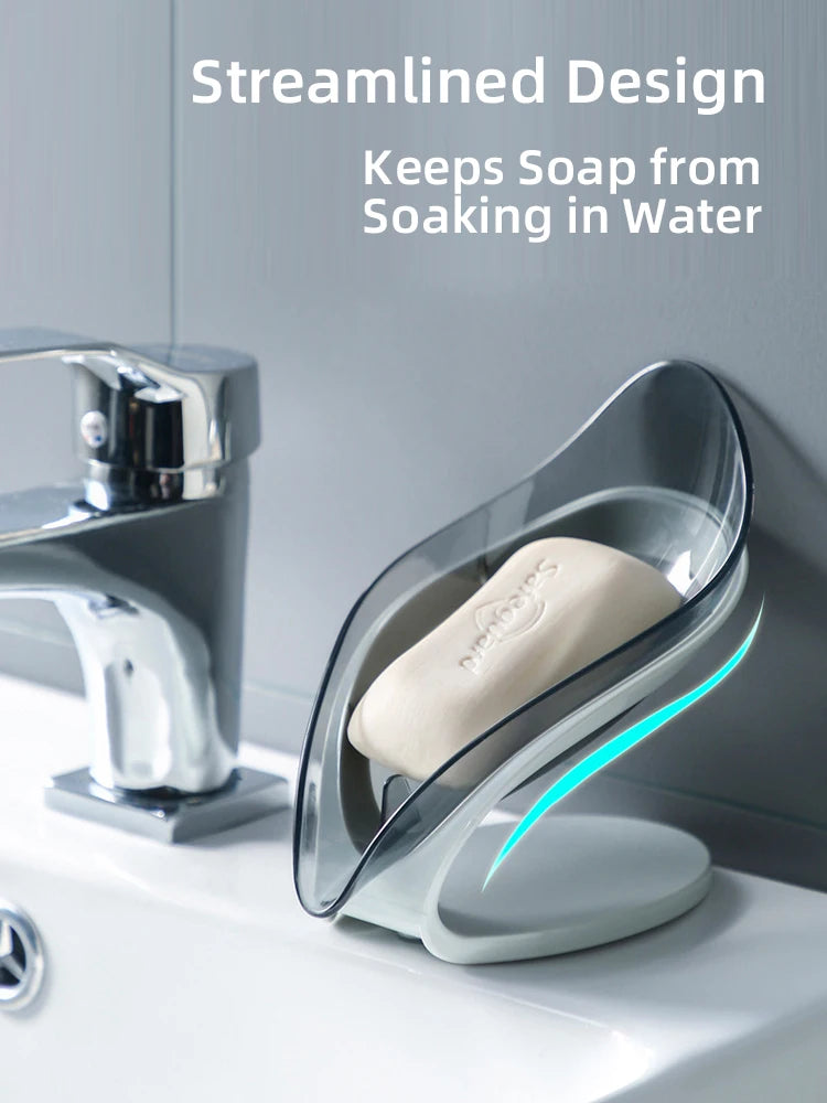 Multifunctional Drainage Soap Dish with Detachable Base, ABS + PS + Silicone, Grey/Blue, for Bathroom & Kitchen