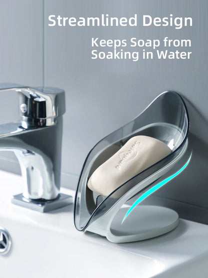 Multifunctional Drainage Soap Dish with Detachable Base, ABS + PS + Silicone, Grey/Blue, for Bathroom & Kitchen