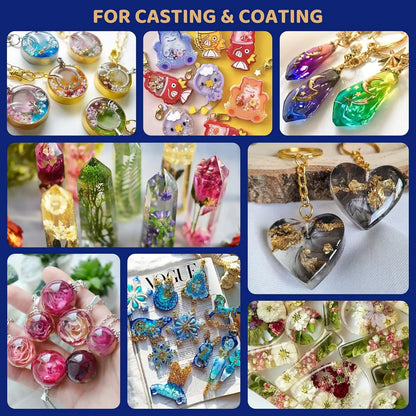 UV Resin 100-300g/random molds 5pc - Upgraded Hard Type Crystal Clear Ultraviolet Curing UV Epoxy Resin for Craft Jewelry Making