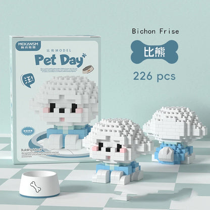 18 Styles Little Dog Cat Cute Pet Small Building Block Model Series Ornaments Children's Toys Miniature Bricks