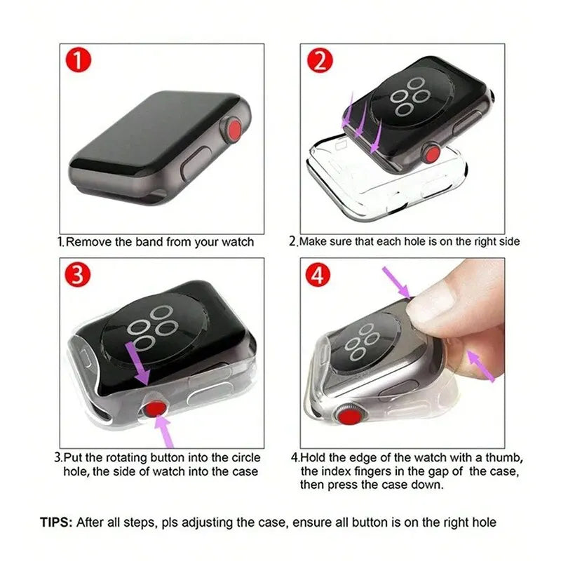 TPU Screen Protector Case for Apple Watch Series 9 8 7 SE 6 5 4 3 Bumper Cover Accessories for Iwatch 45mm 41mm 44mm 40mm 42mm