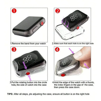 TPU Screen Protector Case for Apple Watch Series 9 8 7 SE 6 5 4 3 Bumper Cover Accessories for Iwatch 45mm 41mm 44mm 40mm 42mm