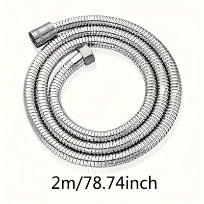 1pc Flexible Stainless Steel Shower Hose - 1.5m/2m/3m, Explosion-Proof with Electroplated Metal Finish, Easy Wall-Mount Installa