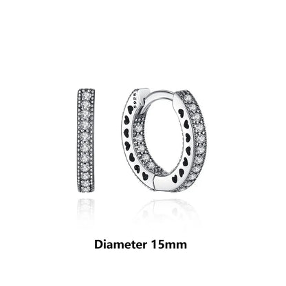 Original 925 Sterling Silver Earrings 2025 Stud Hoop Crystal Earings For Women Rose Gold Crown Heart Infinity Bee Earing Jewelry