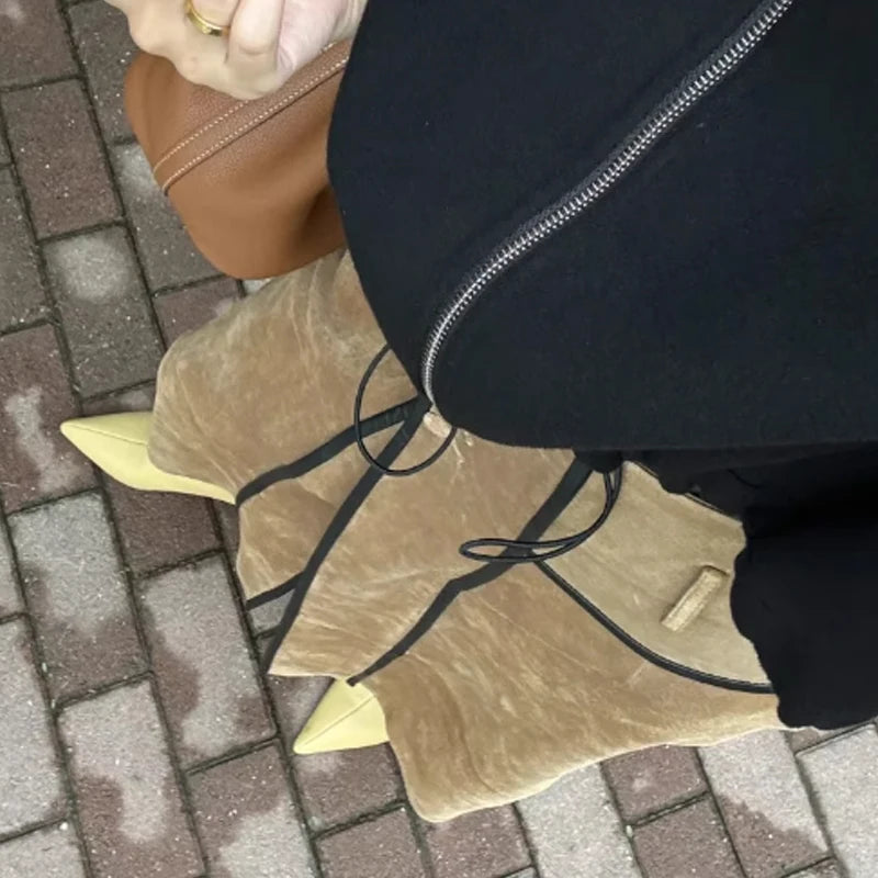 JOZHAMTA Size 34-43 Women Real Leather Ankle Boots Fashion Mid Heels Shoes For Winter Boots Pointy Office Lady Daily Dress Shoes