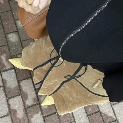 JOZHAMTA Size 34-43 Women Real Leather Ankle Boots Fashion Mid Heels Shoes For Winter Boots Pointy Office Lady Daily Dress Shoes