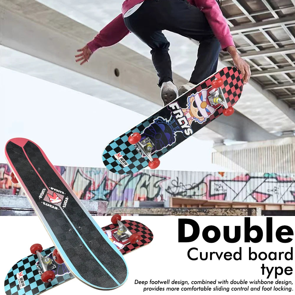 7-Layer High-quality Wood Deck Double Kick Standard Skateboards For kid 30 inch Skateboard Double Kick Skate Board£¬Teen£¬Beginner