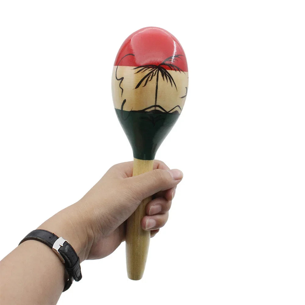 1Pair Wood Maracas Sand Hammer Wooden Tropical Party Percussion Shakers Sand Hammer Musical Party Child Shaker Toy Gifts