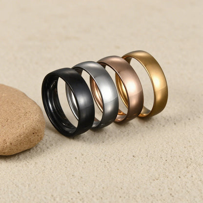 Kissmoon Trendy Stainless Steel High Quality Simple 6MM Men Glossy Ring for Women Couple Weeding Jewelry Banquet Party Gifts