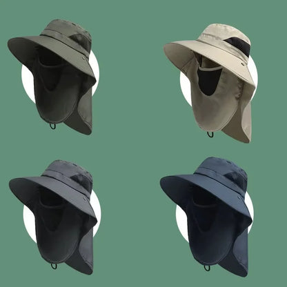 Summer Sun Hats UV Protection Outdoor Hunting Fishing Cap For Men Women Hiking Camping Visor Bucket Hat Neck Flap Fisherman Hat