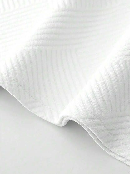 Men's Textured Letter Patched Round Neck Tee & Drawstring Shorts Two-Piece Set Regular Fit Casual Short Sleeve T shirt & Shorts