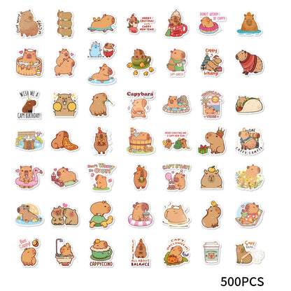 50pcs  of Different Capibala Cartoon Graffiti Stickers DIY Decorated Laptop Suitcase Guitar Classic Toy Waterproof PVC Decals