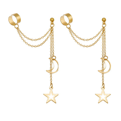 Gold Silver Color Leaves Clip Earring for Women Men Creative Simple C Ear Cuff Non-Piercing Ear Ear Clip Set Trendy Jewelry Gift