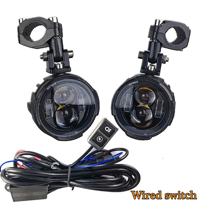 Pair 100W Motorcycle Headlight Fog Lights Led Auxiliary Driving Light Spotlight Headlamp Dual Color Flasher Farol Moto Fog Lamp.