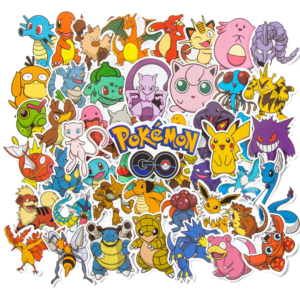 10/30/50pcs Japanese Pokemon Anime Stickers Waterproof Laptop Suitcase Bicycle Cute Sticker Packs Mix Kawaii Cartoon Decals Toy