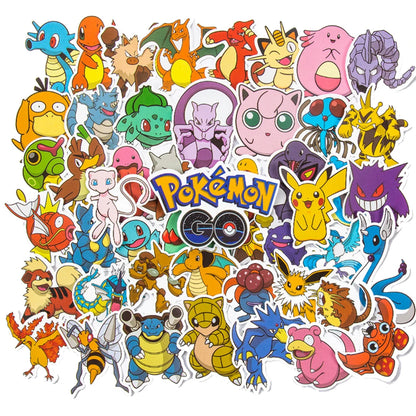 10/30/50pcs Japanese Pokemon Anime Stickers Waterproof Laptop Suitcase Bicycle Cute Sticker Packs Mix Kawaii Cartoon Decals Toy