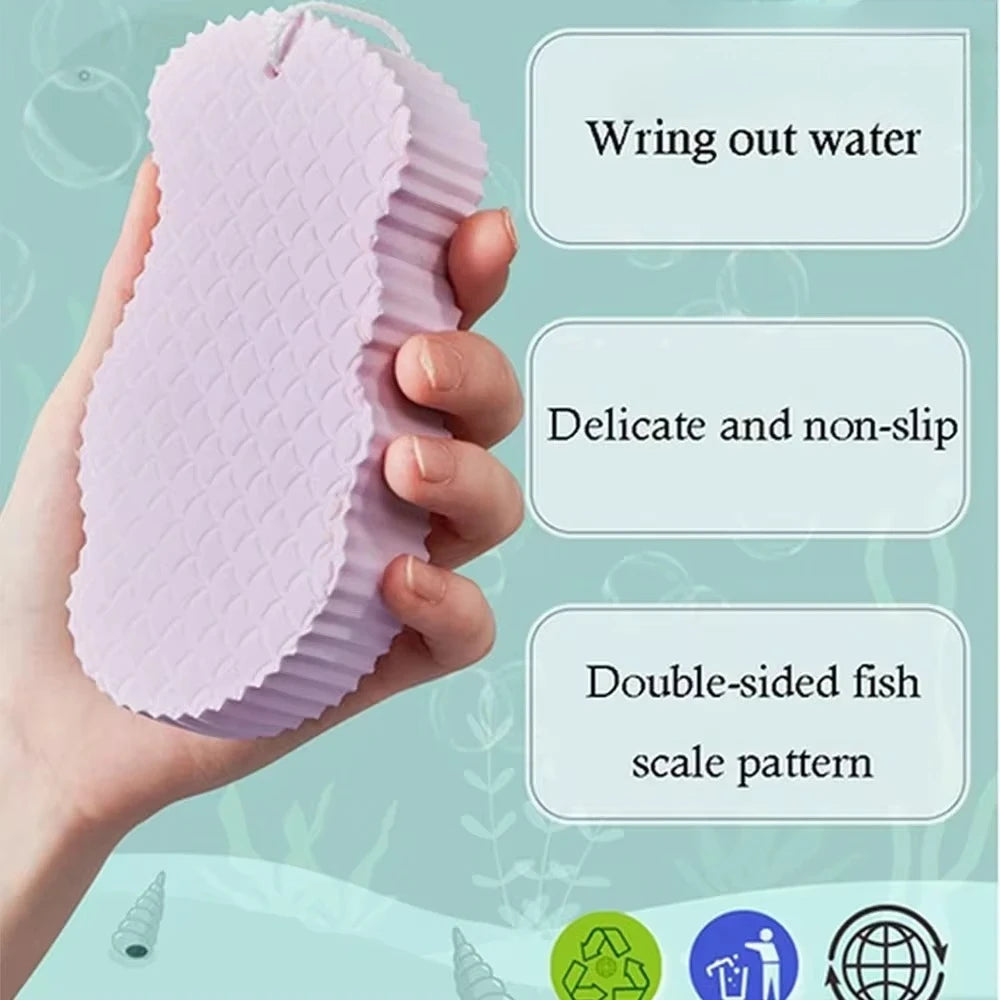 Kids Magic Bath Sponge 3D Exfoliating Brush for Gentle Dead Skin Removal - Baby Body Scrubber & Massage Cleaning Tool