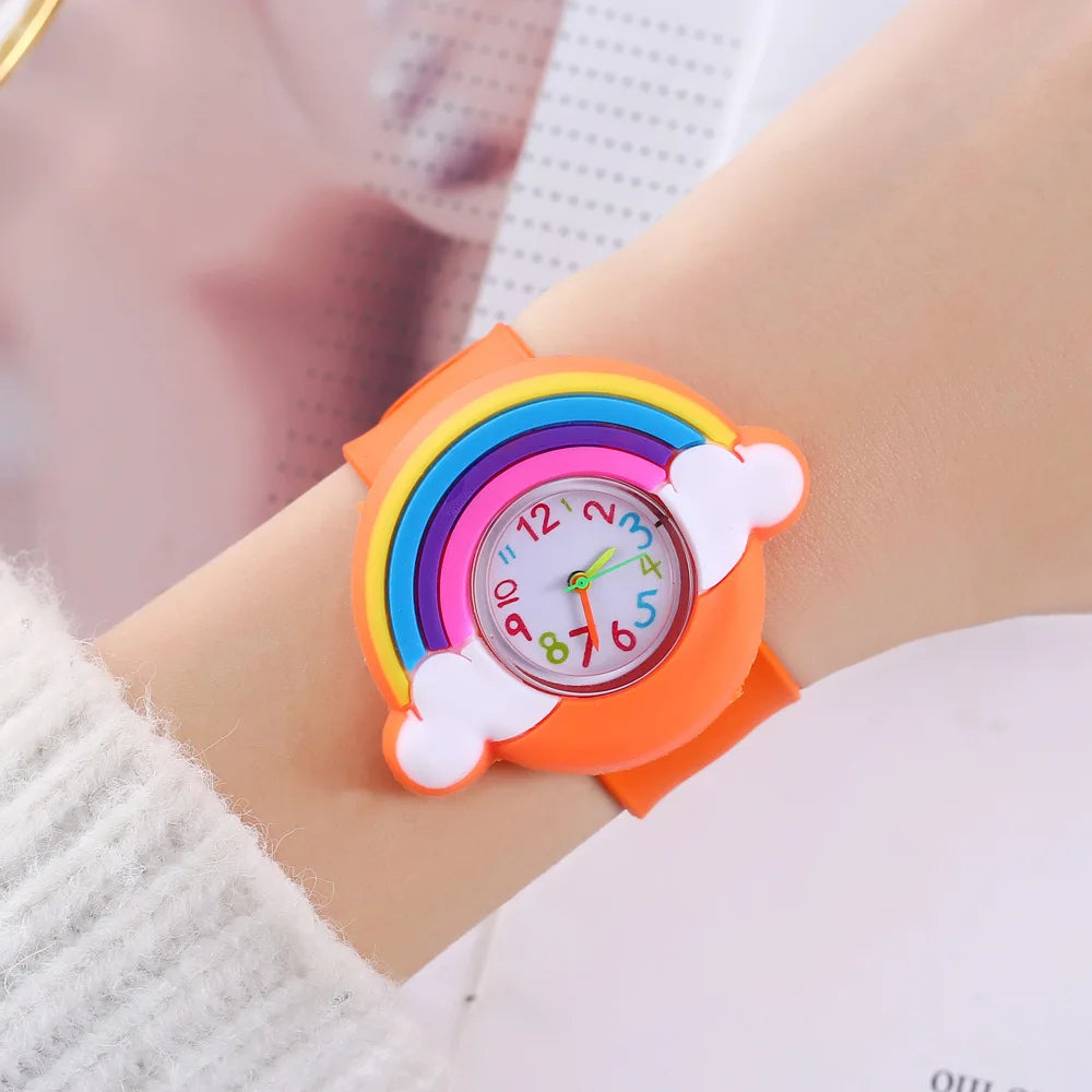 2024 New Rainbow Cloud Printed Silicone Band Children's Watch Girl Cute Cartoon Quartz Watch Kids Watches Boys Girl Watche
