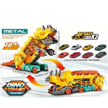 New product folding dinosaur Transporter Car Toys competitive game roll to eat & store die-cast cars£¨Come with2 Metal Cars£©