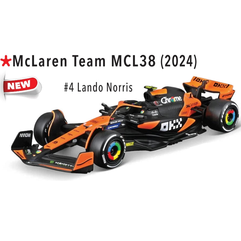 New 2024 F1 Bburago 1:43 Mclaren Mcl38 Miami Gp Monaco Gp Amg W15 F1 Alloy Miniature Diecast Model F1 Champion Mcl38 Toys Gift