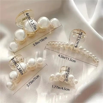 Marseilis 4pcs Large Shark Clip Hair Accessories Temperament Versatile Simple And Generous Fashionable Gentle Pearl Grab Clip