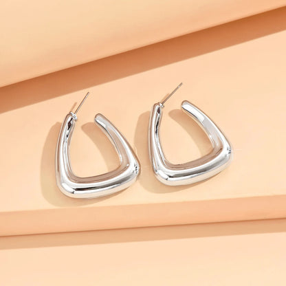 серьги Geometric Irregular Metallic Color Earrings for Women 2024 Minimalist Style Personality Earrings Trendy Jewelry Gift