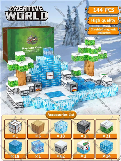 Magnetische Bausteine ​​Mine World Magnetwürfel-Set für Jungen und Mädchen, Kinder ab 3 Jahren, DIY-Modell, Kinder, STEM, sensorisches Spielzeug, Geschenk 