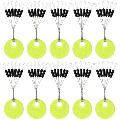 60pcs/Set 10 Group Rubber Space Beans?Stopper Oval/Long Column Shaped Fishing Line Space Beans Vertical Beans Fish Bobber Tools