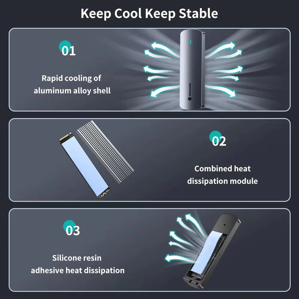 Yottamaster USB3.2 NVMe Case M.2 SSD EnclosureType C 10Gbps NVMe PCIE Solid State Drive Case Adapter Storage Box for PC Laptop