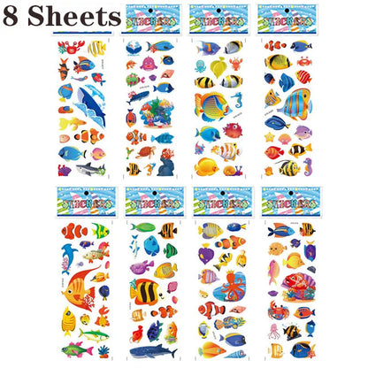3D Stickers for Kids Toddlers 20/8 Different Sheets 3D Puffy Bulk Sticker Cartoon Education Classic Toy Children Boys Girl Gifts