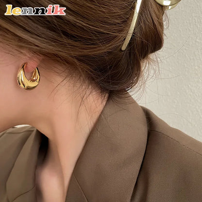 LENNIKOval Elegant Earrings, Women¡¯s 3D Metal Design, Fit for Work/Casual Outfits, Flattering on All Faces, Perfect Gift Choice