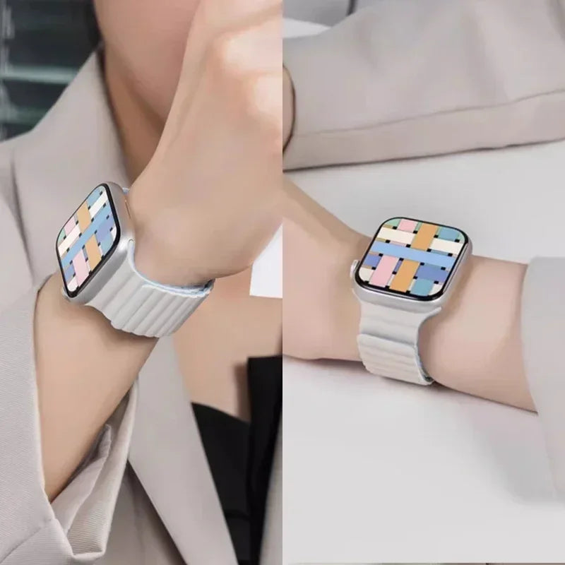 Magnetic Strap For Apple Watch Bands 46mm 42mm 49mm 45mm 44mm 41mm Silicone Sport Bracelet iWatch Series ultra 10 9 8 7 6 5 SE