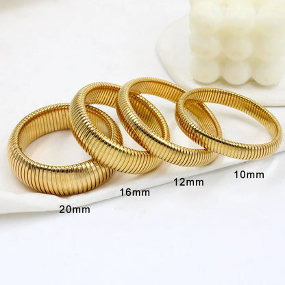 304L Stainless Steel Elastic Bracelet Women 18k Gold Plated Charm Punk Wide Chunky Metal Spiral Bangle pulseras Waterproof