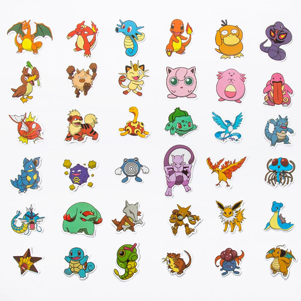 10/30/50pcs Japanese Pokemon Anime Stickers Waterproof Laptop Suitcase Bicycle Cute Sticker Packs Mix Kawaii Cartoon Decals Toy