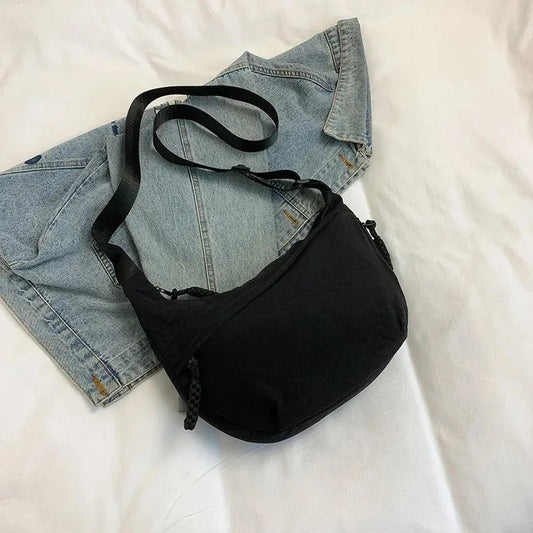 Solid color trendy shoulder bag, personalized multifunctional canvas bag, daily minimalist dumpling bag