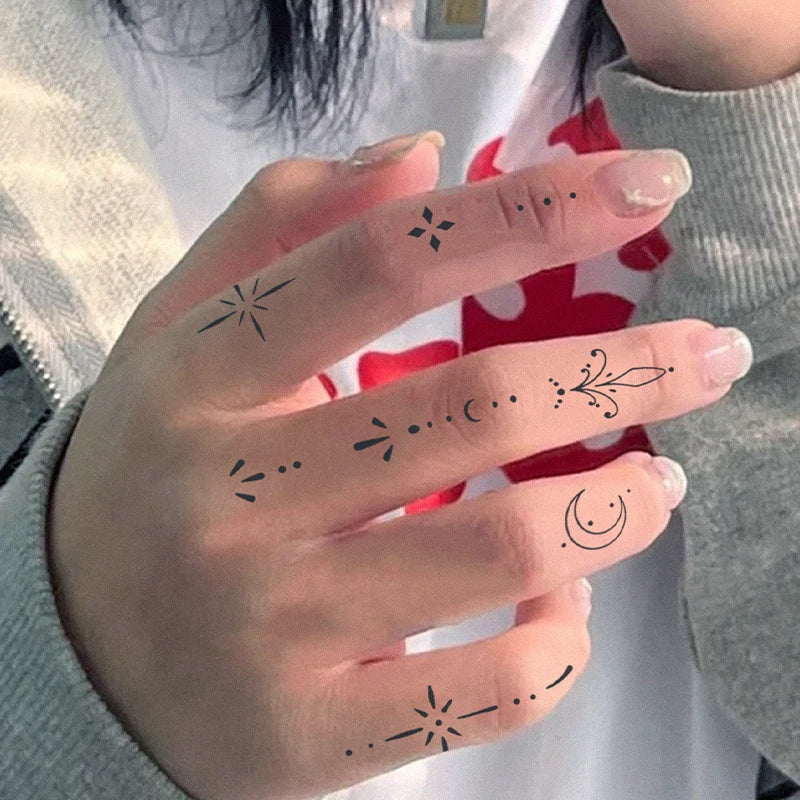 1 Stück wasserdichte temporäre Tattoo-Aufkleber mit geometrischem Symbol, langlebig und wasserdicht für ein bis zwei Wochen, für Arm und Bein.