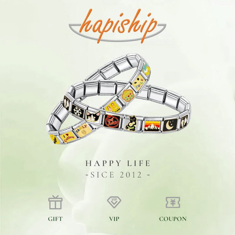 Hapiship 2024 New Women's Jewelry DIY 9mm Width Itanlian Elastic Charm Bracelet Fashion Stainless Steel Fashion Bangle ST-Bao